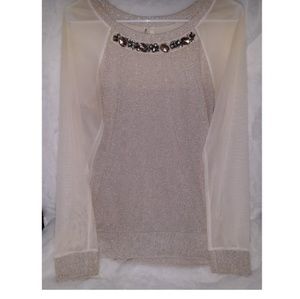 cream sparkly top